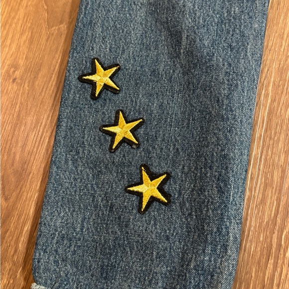 Articles Of Society Blue Distressed Jeans Patches 24 Womens cuffed - Picture 6 of 8